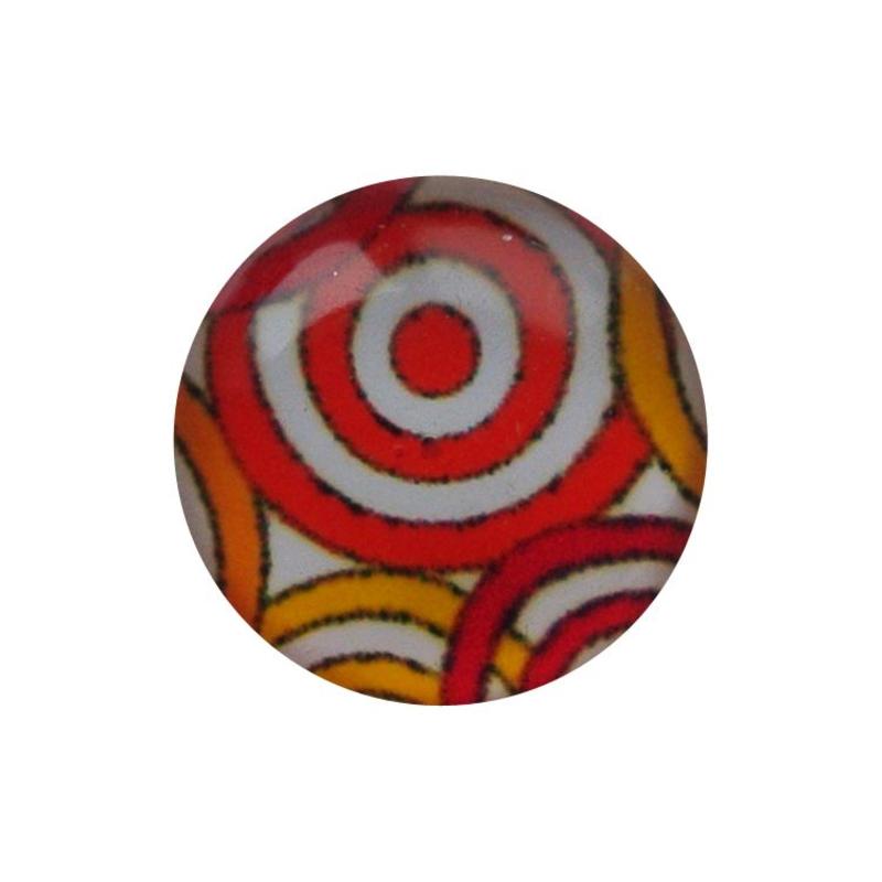 Cabochon Glas met plaatje aan de achterkant Rond 12mm oranje cirkels