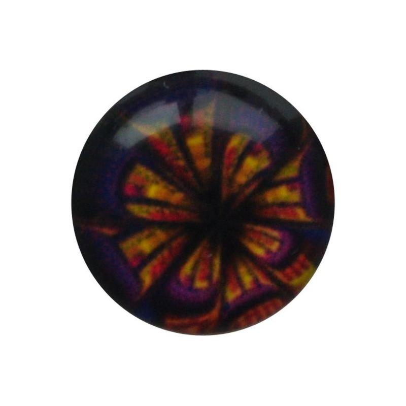 Cabochon Glass with plate on the rear 12mm Round purple flower