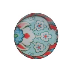 Cabochon Glas met plaatje aan de achterkant Rond 12mm retro aqua