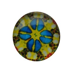 Cabochon Glas met plaatje aan de achterkant Rond 12mm retro yellow