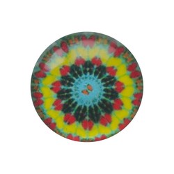 Cabochon Glas met plaatje aan de achterkant Rond 12mm yellow aqua