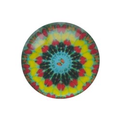 Cabochon Glass with plate on the back round 12mm yellow aqua