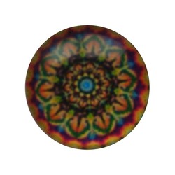 Cabochon Glas mit Schild auf der Rückseite 12mm Runde Mandala multi orange