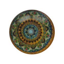 Cabochon Glass with plate on the rear 12mm Round mandala multi olivine