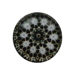 Cabochon Glass with plate on the back around 12mm brown mandala