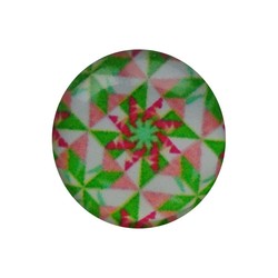 Cabochon Glass with plate at the back 12mm round retro greenpink