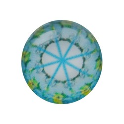 Cabochon Glass with plate at the back 12mm round retro aqua white