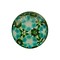 Cabochon Glas met plaatje aan de achterkant Rond 12mm retro flowers aqua