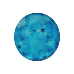 Cabochon Glass with plate at the back 12mm round retro blue flowers