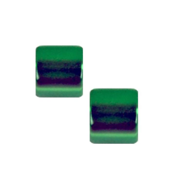 Polaris Bead Square 8x8mm Shiny fern green.