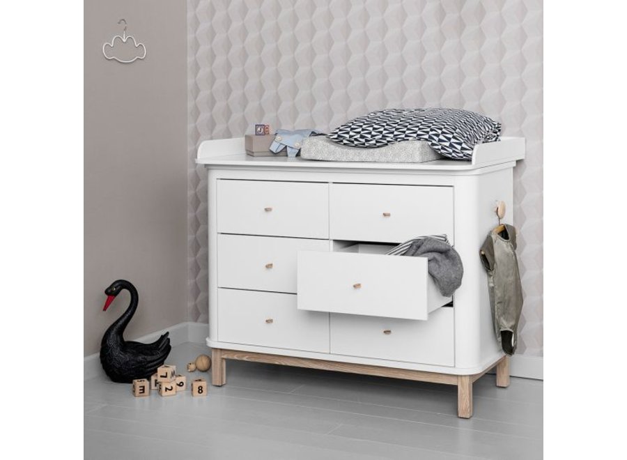 WOOD NURSERY TOP LARGE, FOR DRESSER 6 DRAWERS, WHITE