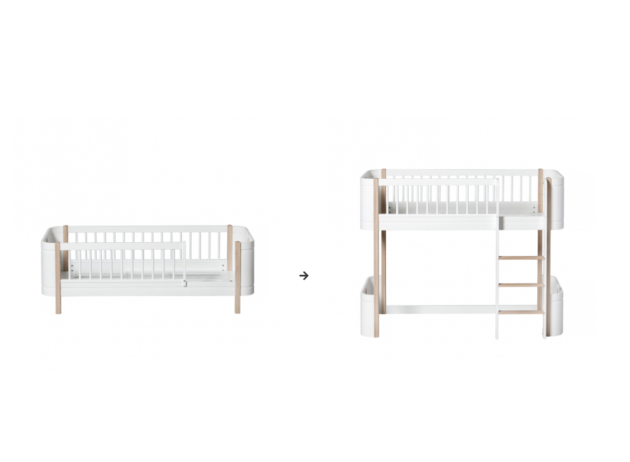 Conversion kit // Mini+ junior bed to low loft bed, white/oak