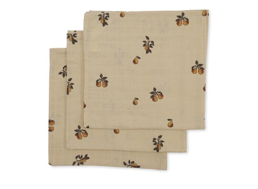 3 Pack Muslin Cloth Poire