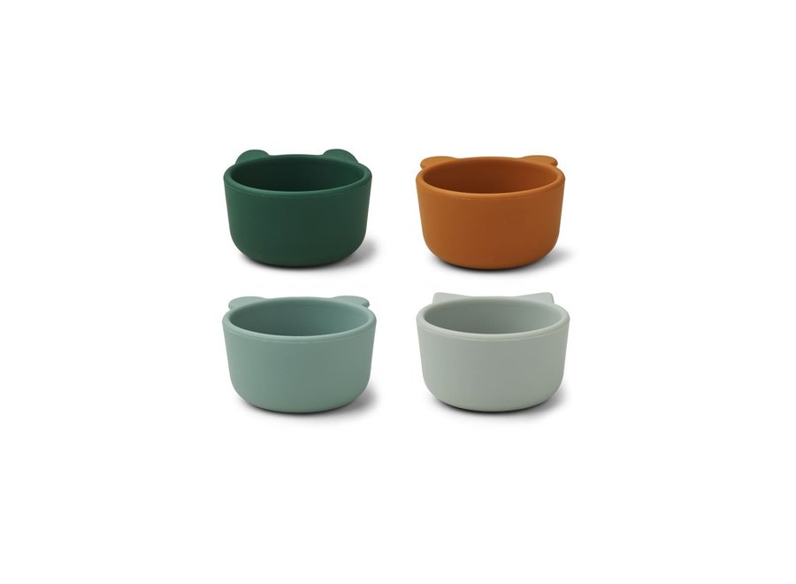 Malene silicone bowl - 4 pack Green multi mix