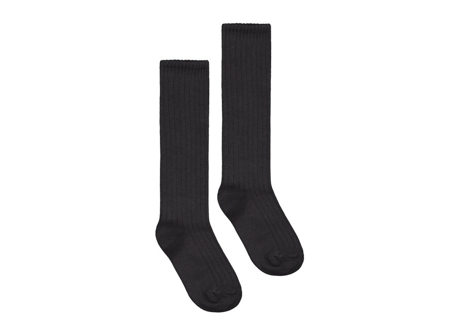 Long Ribbed Socks GOTS Nearly Black