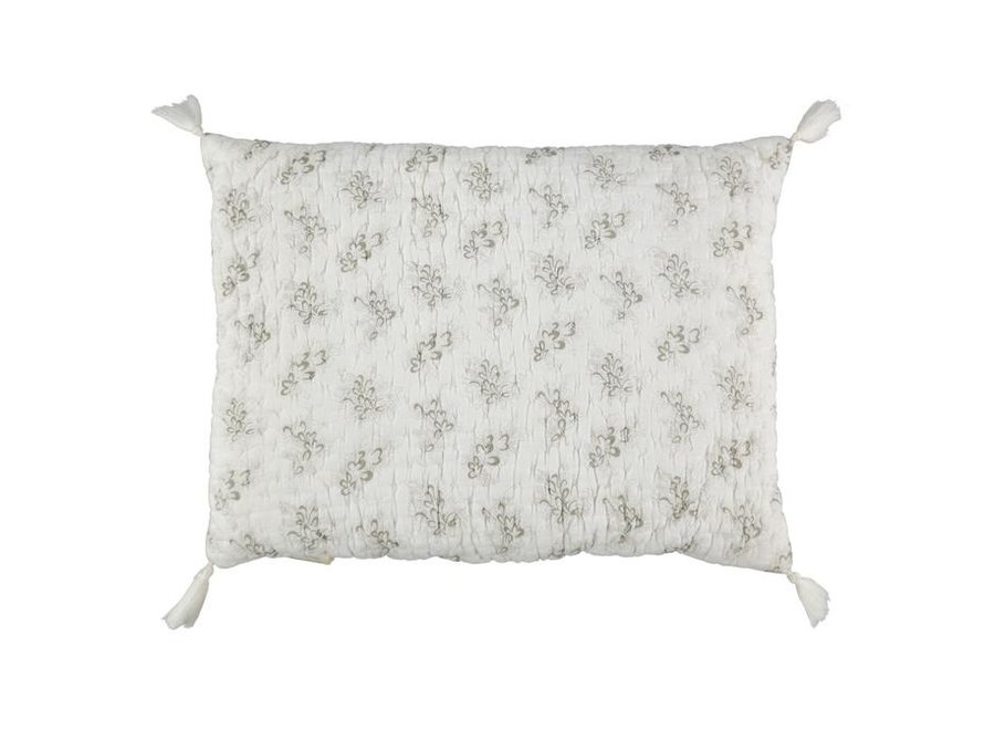 Rectangle cushion hand cross stitch celia - chalk/grey