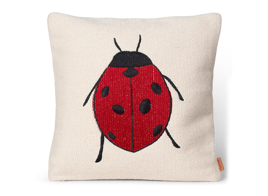 Forest Embroidered Cushion Ladybird