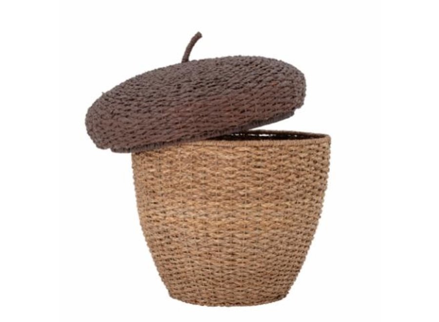 Finus Basket w/Lid, Brown, Seagrass