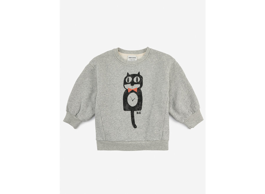 Cat O'Clock Grey Melange Sweatshirt Light Heather Grey