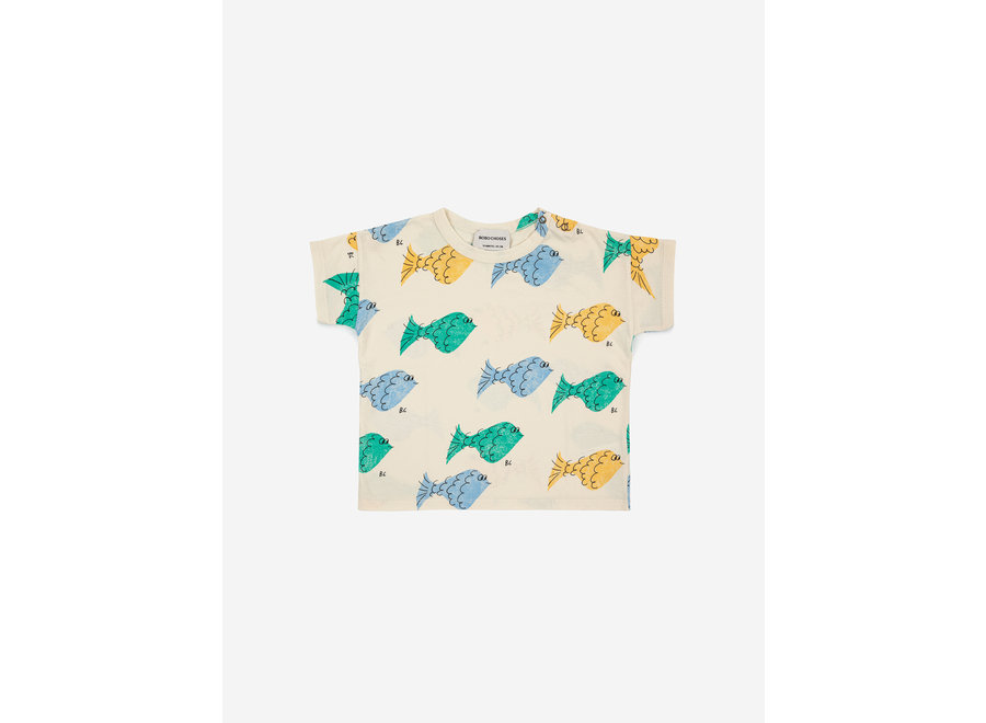Multicolor Fish all over T-shirt White