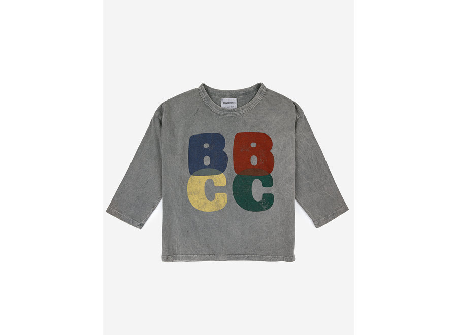 Bobo Choses Color Block long sleeve T-shirt Grey