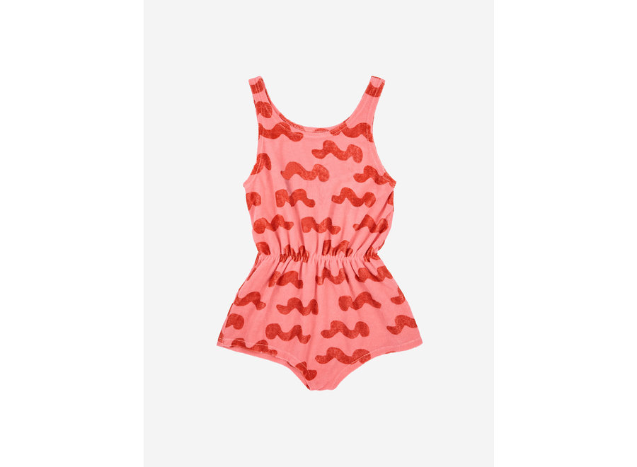 Waves all over terry playsuit Pink