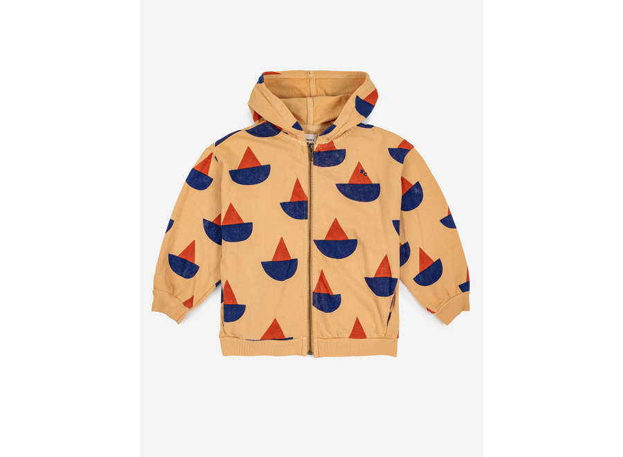 Sail Boat all over zipped sweatshirt Curry