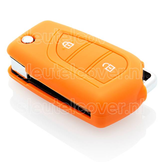 Autosleutel Hoesje geschikt voor Peugeot - SleutelCover - Silicone Autosleutel Cover - Sleutelhoesje Oranje