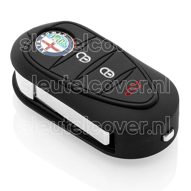 Autosleutel Hoesje geschikt voor Alfa Romeo - SleutelCover - Silicone Autosleutel Cover - Sleutelhoesje Zwart