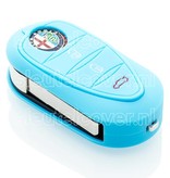 Autosleutel Hoesje geschikt voor Alfa Romeo - SleutelCover - Silicone Autosleutel Cover - Sleutelhoesje Lichtblauw