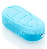 Autosleutel Hoesje geschikt voor Alfa Romeo - SleutelCover - Silicone Autosleutel Cover - Sleutelhoesje Lichtblauw