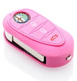 Autosleutel Hoesje geschikt voor Alfa Romeo - SleutelCover - Silicone Autosleutel Cover - Sleutelhoesje Roze