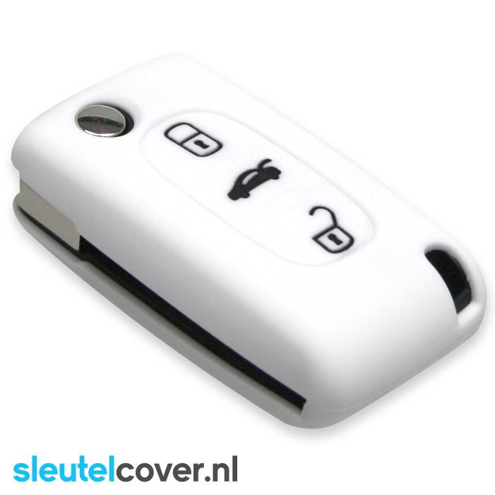 Autosleutel Hoesje geschikt voor Lancia - SleutelCover - Silicone Autosleutel Cover - Sleutelhoesje Wit