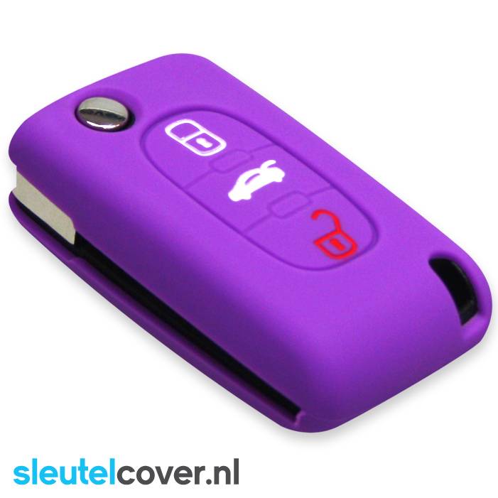 Autosleutel Hoesje geschikt voor Lancia - SleutelCover - Silicone Autosleutel Cover - Sleutelhoesje Paars