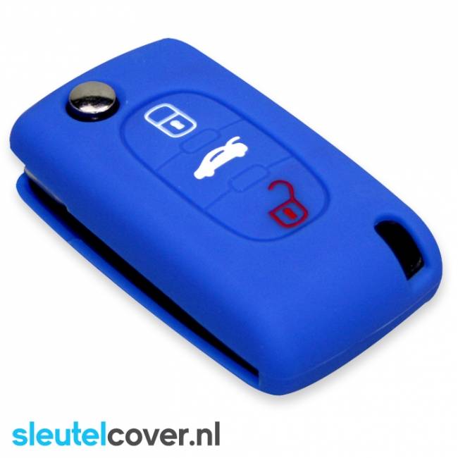 Autosleutel Hoesje geschikt voor Lancia - SleutelCover - Silicone Autosleutel Cover - Sleutelhoesje Blauw