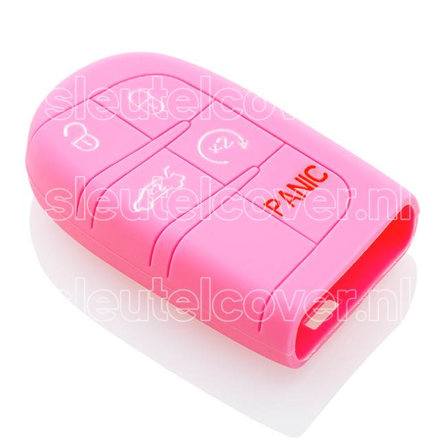 Autosleutel Hoesje geschikt voor Jeep - SleutelCover - Silicone Autosleutel Cover - Sleutelhoesje Roze