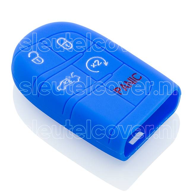 Autosleutel Hoesje geschikt voor Jeep - SleutelCover - Silicone Autosleutel Cover - Sleutelhoesje Blauw