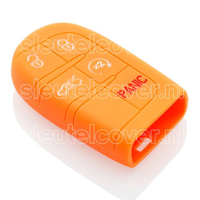 Autosleutel Hoesje geschikt voor Jeep - SleutelCover - Silicone Autosleutel Cover - Sleutelhoesje Oranje