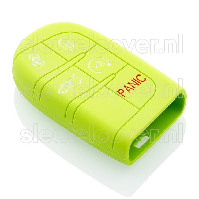 Autosleutel Hoesje geschikt voor Jeep - SleutelCover - Silicone Autosleutel Cover - Sleutelhoesje Lime groen