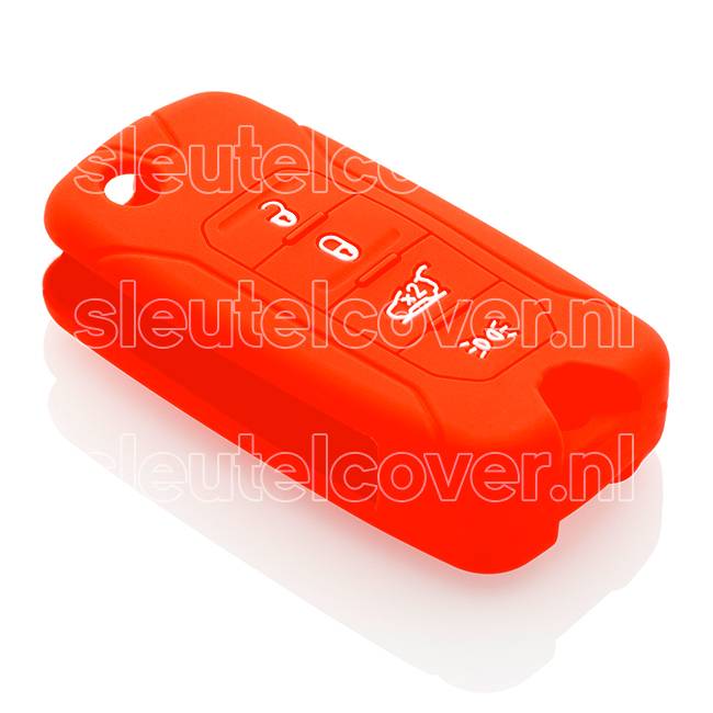 Autosleutel Hoesje geschikt voor Jeep - SleutelCover - Silicone Autosleutel Cover - Sleutelhoesje Rood