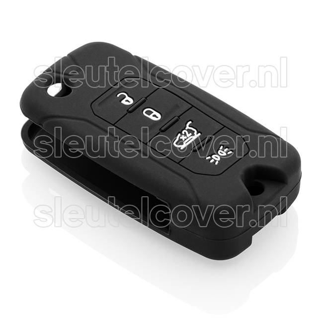 Autosleutel Hoesje geschikt voor Jeep - SleutelCover - Silicone Autosleutel Cover - Sleutelhoesje Zwart