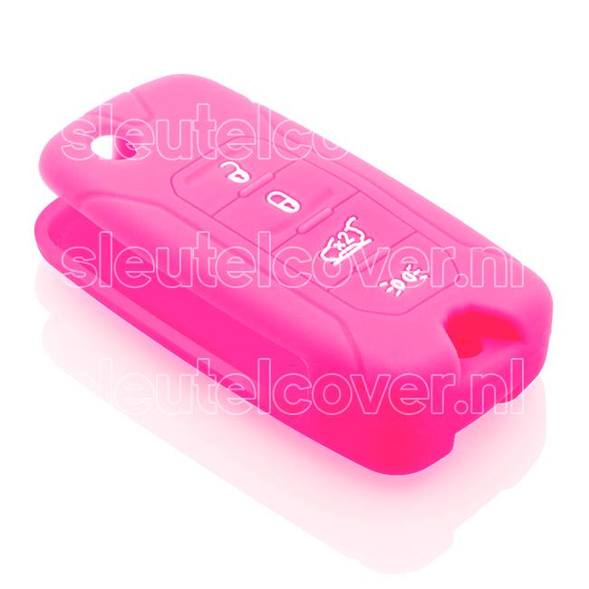 Autosleutel Hoesje geschikt voor Jeep - SleutelCover - Silicone Autosleutel Cover - Sleutelhoesje Roze