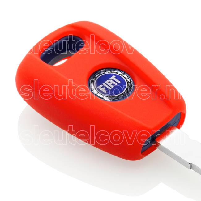 Autosleutel Hoesje geschikt voor Fiat - SleutelCover - Silicone Autosleutel Cover - Sleutelhoesje Rood