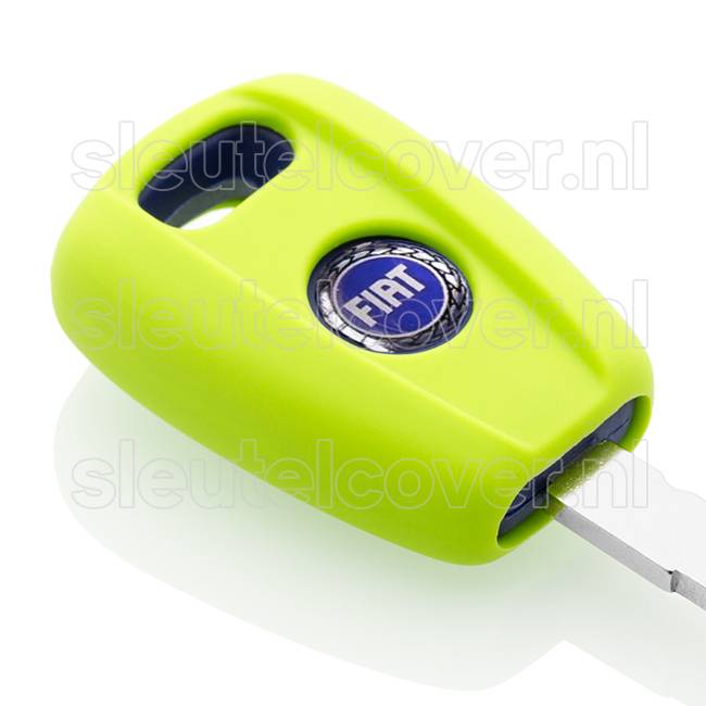 Autosleutel Hoesje geschikt voor Fiat - SleutelCover - Silicone Autosleutel Cover - Sleutelhoesje Lime groen