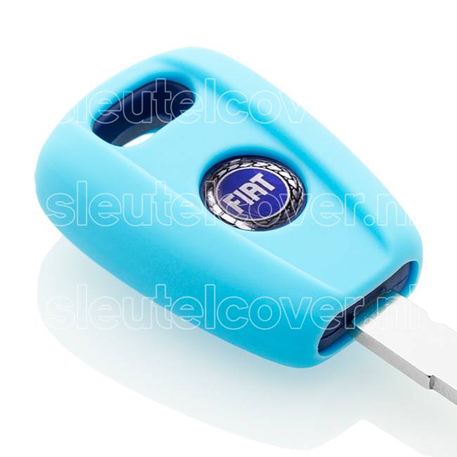 Autosleutel Hoesje geschikt voor Fiat - SleutelCover - Silicone Autosleutel Cover - Sleutelhoesje Lichtblauw