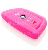 Autosleutel Hoesje geschikt voor BMW - SleutelCover - Silicone Autosleutel Cover - Sleutelhoesje Fel / Fluor / Neon Roze