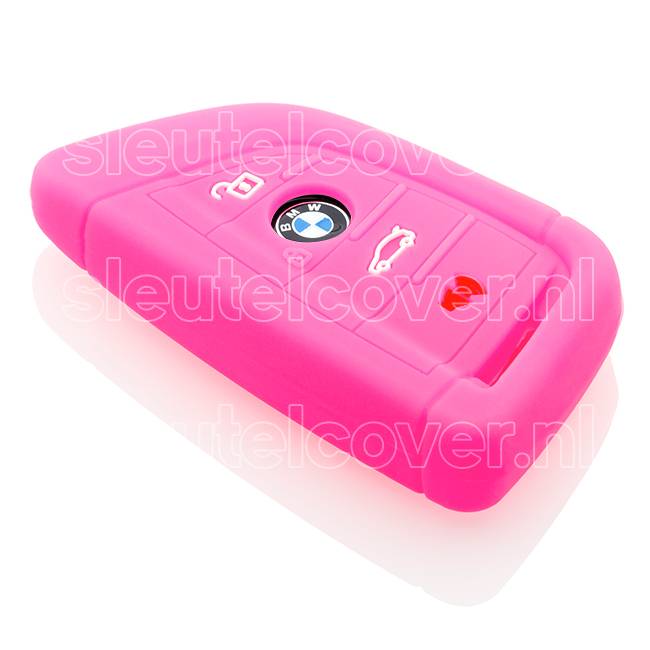 Autosleutel Hoesje geschikt voor BMW - SleutelCover - Silicone Autosleutel Cover - Sleutelhoesje Fel / Fluor / Neon Roze