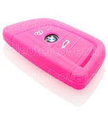 Autosleutel Hoesje geschikt voor BMW - SleutelCover - Silicone Autosleutel Cover - Sleutelhoesje Fel / Fluor / Neon Roze