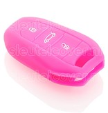 Autosleutel Hoesje geschikt voor Peugeot - SleutelCover - Silicone Autosleutel Cover - Sleutelhoesje Fel / Fluor / Neon Roze