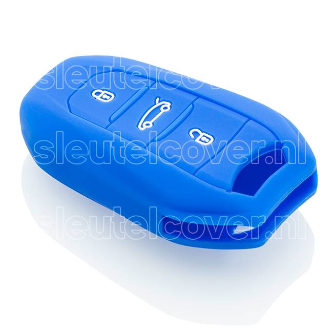 Autosleutel Hoesje geschikt voor Peugeot - SleutelCover - Silicone Autosleutel Cover - Sleutelhoesje Blauw